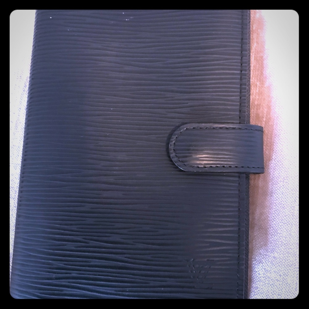 LOUIS VUITTON Mini Agenda Cover, Black Epi Leather